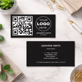 Cartão De Visita Design Profissional de Código QR Minimalista