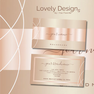 Cartão De Visita Design profissional de efeito Dourado com Rosa cap