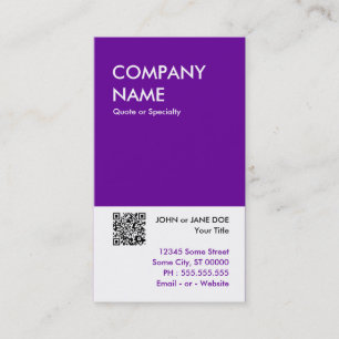 Cartão De Visita design roxo com o seu próprio código QR