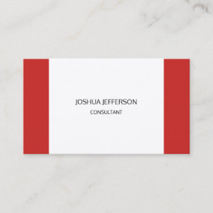 Cartão De Visita Design Simples Moderno Vermelho Branco Minimalista