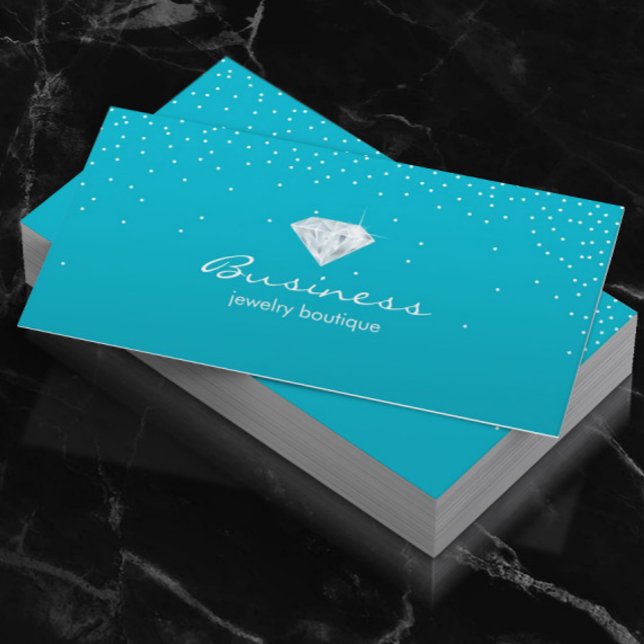 Cartão De Visita Design Turquoise Confetti Bright Diamond (Criador carregado)