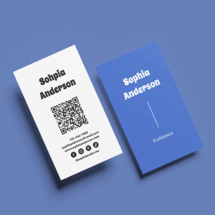 Cartão De Visita Design Vertical Moderno   Código QR e links sociai