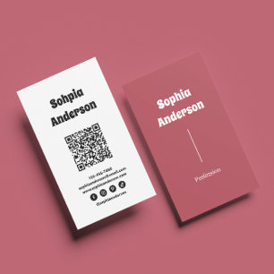 Cartão De Visita Design Vertical Moderno Código QR e links sociai