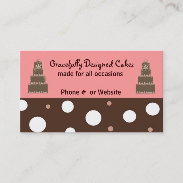 Cartão De Visita Designer Cakes Rosa e Chocolate (Frente)