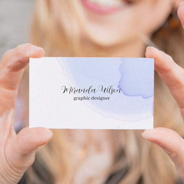 Cartão De Visita Designer de Aquarela Puro Colorida Única (Colorful Unique Purple Watercolor Designer Business Card)