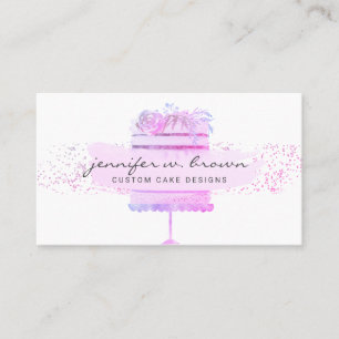 Cartão De Visita Designer de Bolo de Padaria Brilho Floral Roxo