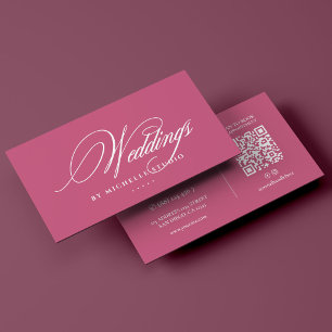 Cartão De Visita Designer de Casamento Elegante Monograma Rosa