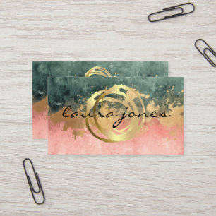 Cartão De Visita Designer de Círculo Pintado a Ouro Falso