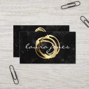 Cartão De Visita Designer de Círculo Pintado em Ouro Falso