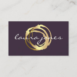 Cartão De Visita Designer de Círculos Pintados Dourados Faux
