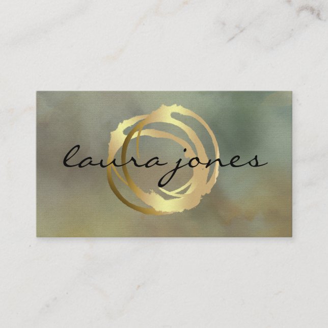 Cartão De Visita Designer de Círculos Pintados Dourados Faux (Frente)