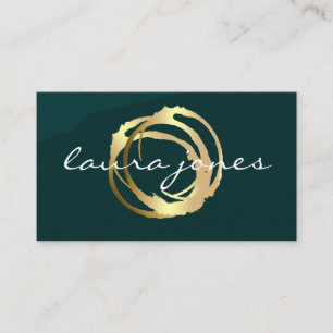 Cartão De Visita Designer de Círculos Pintados Dourados Faux