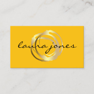 Cartão De Visita Designer de Círculos Pintados Dourados Faux