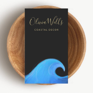 Cartão De Visita Designer de Decoração Costeira Tropical Wave Water