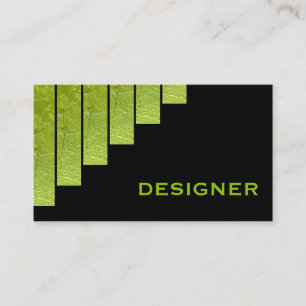 Cartão De Visita Designer de faixas verticais pretas e verdes moder
