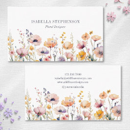 Cartão De Visita Designer de Florista de Flores Silvestres Aquarela