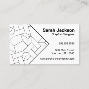 Cartão De Visita Designer de Gráficos de Linhas Pretas e Brancas