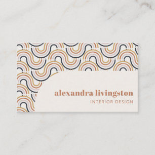 Cartão De Visita Designer de Interiores Boho Retro Wave Pattern Cri