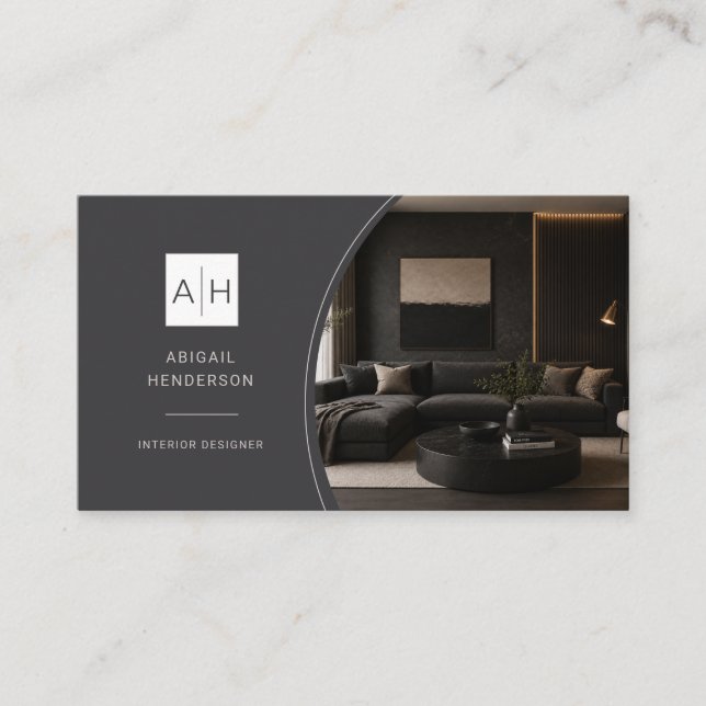 Cartão De Visita Designer de Interiores Código QR Foto Luxo (Frente)