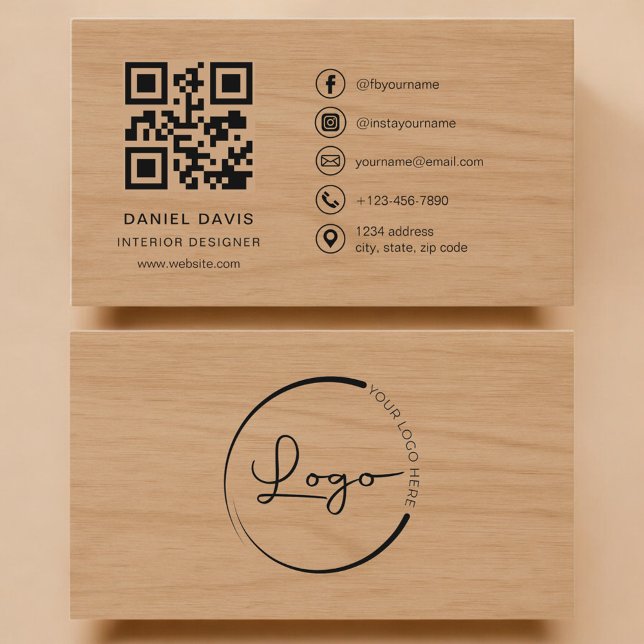 Cartão De Visita Designer de Interiores Código QR Profissional Made (Criador carregado)