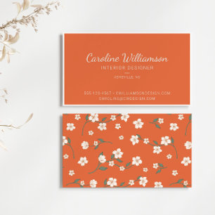 Cartão De Visita Designer de Interiores com Estilo Floral Boho em L