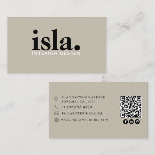 Cartão De Visita Designer de Interiores de Código QR Minimalista Mo