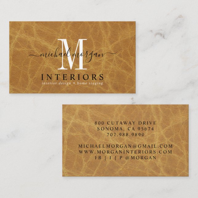 Cartão De Visita Designer de Interiores Moderno Simples Script Negó (Frente/Verso)