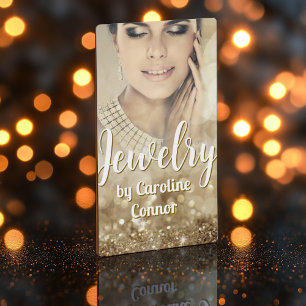 Cartão De Visita Designer de Joias Dourado Sparkle Luxurioso