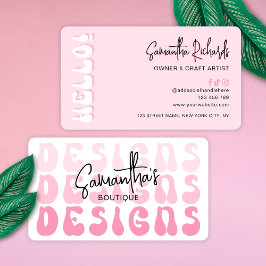 Cartão De Visita Designer de Logotipo Girassol Moderno Rosa Retroat
