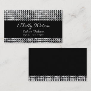 Cartão De Visita Designer de Moda de Sequência de Lux Silver Elegan