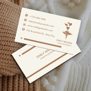 Cartão De Visita Designer de Moda Elegante /Minimalista Beige & Bro