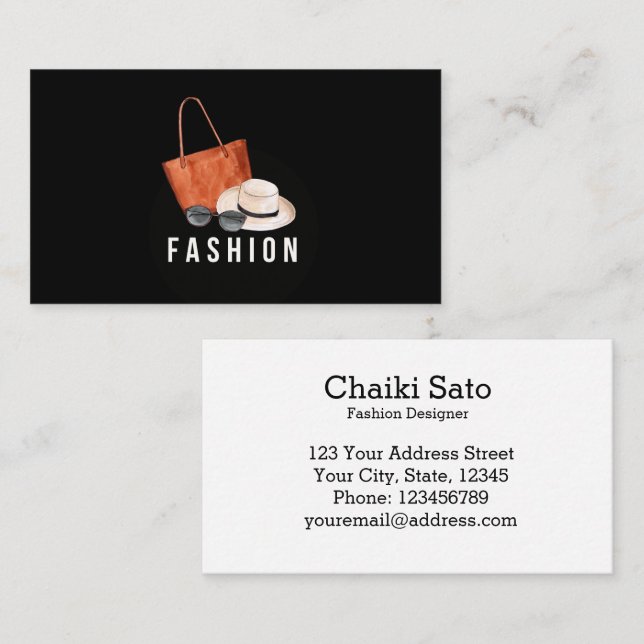 Cartão De Visita Designer de Moda Watercolor (Frente/Verso)