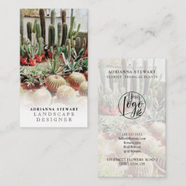 Cartão De Visita Designer de paisagens do logotipo do Boho cactus