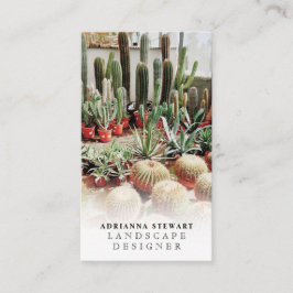 Cartão De Visita Designer de paisagens do logotipo do Boho cactus