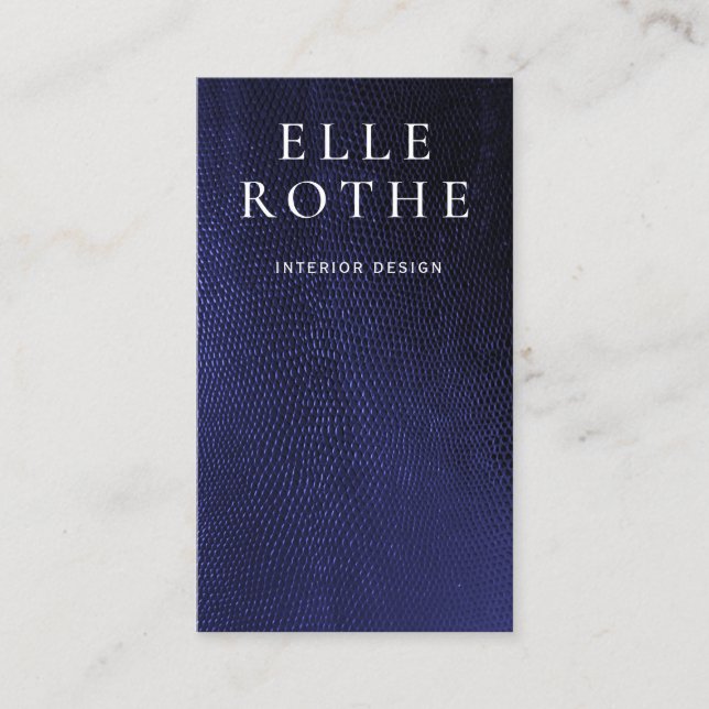 Cartão De Visita Designer de Pele Azul Lizard Marinho Chic (Frente)