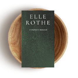 Cartão De Visita Designer de Pele Verde Escuro Minimalista