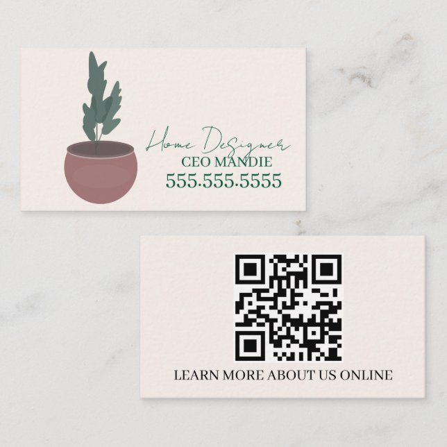 Cartão De Visita Designer de Plantas de Script Sitter (Frente/Verso)