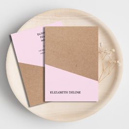 Cartão De Visita Designer de Rosa interior do Kraft Elegante modern