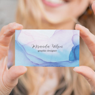 Cartão De Visita Designer de Tinta Azul Cor-de-Rosa Única Colorida