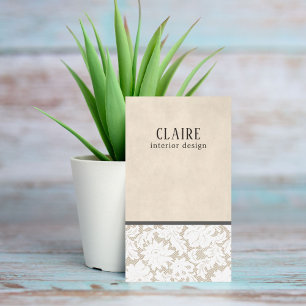 Cartão De Visita Designer do Interior do Padrão de Lace Branco Mode