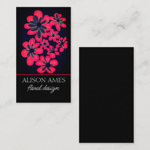 Cartão De Visita designer floral de arte vermelho e preto