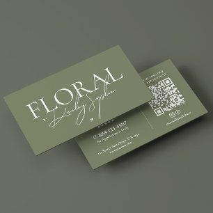 Cartão De Visita Designer Floral Minimalista Florista Elegante Sage