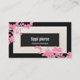 Cartão De Visita Designer Floral Rosa Na moda Moderno