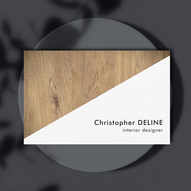 Cartão De Visita Designer Geométrico do Interior da Madeira Branca  (Criador carregado)