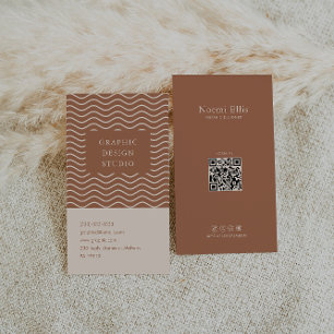 Cartão De Visita Designer Gráfico de Linhas Curvas do Terracotta