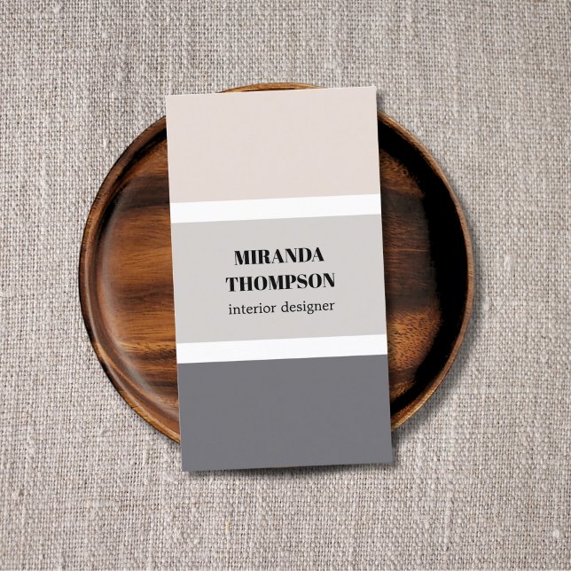 Cartão De Visita Designer Interior Simples de Pastel da Elegante (Criador carregado)