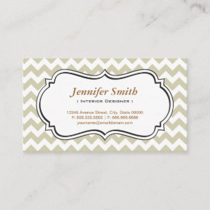 Cartão De Visita Designer Interior - Simples Jasmim Chevron