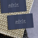 Cartão De Visita Designer Interno de faixas Azuis Elegante Mínimo<br><div class="desc">Modelo de cartão de negócios mínimo elegante totalmente personalizável com fundo listrado azul. Perfeito para profissionais de design de interiores,  boutique ou moda e muito mais.</div>