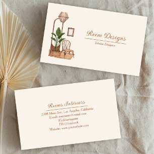 Cartão De Visita Designer Moderno do Interior - Mobiliário e madeir