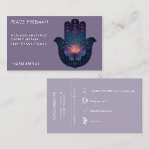 Cartão De Visita Despertar do Lótus Design da Mão Hamsa